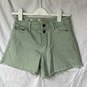 Sage green denim shorts